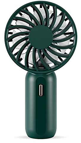 SHYOSUCCE Mini Ventiladore Portátil con 3 Velocidades Ajustables, Batería Recargable, Acollador, Ventilador USB Silencioso para el Hogar, Oficina, Exterior y Viajes, Verde