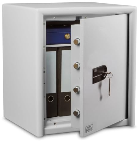 Burg Wächter Möbeltresor, Feuerschutztresor mit Schlüssel, Dual Safe, Sicherheitsstufe S2, Feuergeschützt, Widerstandsgrad LFS 30, VdS-geprüft, 50 L, 50,0 kg, DS 445 K, grau