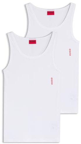 HUGO Men's Tank TOP Twin Pack Vest, New-White100, M (Pack of 2)