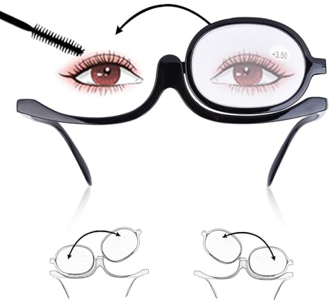 Agatige Make-up-Brille mit Augenvergrößerung, Rotierende Make-up-Brille, Make-up-Brille, Make-up-Lesebrille, unverzichtbares Make-up-Werkzeug für Mädchen und Frauen