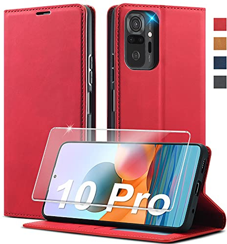 Dushi Kompatibel für Xiaomi Redmi Note 10 Pro Hülle Leder [Standfunktion] [Kartenfach] Handyhülle für Xiaomi Redmi Note 10 Pro Max Hülle Leder Klappbar Flip Case Cover Schutzhülle Note 10 Pro