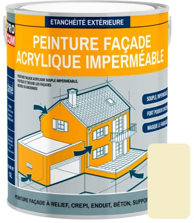 Peinture façade PROCOM crépi, façade à relief, imperméabilisation et protection des façades - Durable jusqu'à 10 ans 2.5 litres