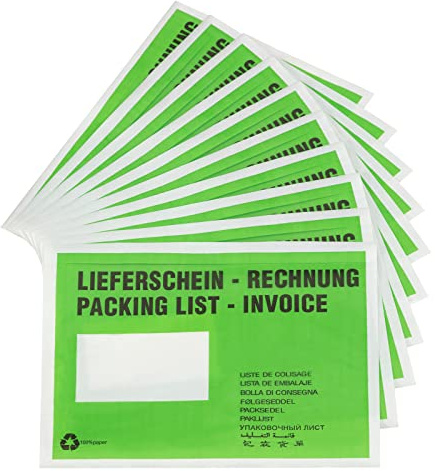 KK Verpackungen Lieferscheintaschen 240 x 175 mm | 2000 Stück, Pergamin Papier 22 g/m² | C5 Format selbstklebend | 9 Sprachen Aufdruck