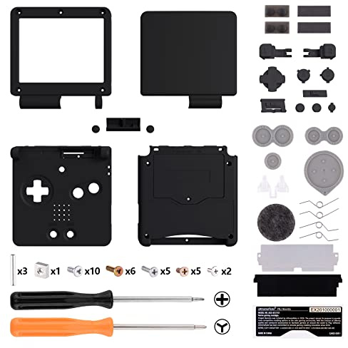 eXtremeRate Cover Scocca Ricambio per Gameboy Advance SP,Custodia Tasti Pulsanti Kit per GBA SP Console-Compatibile con IPS&Standard LCD(Non Include Console&IPS Schermo)-Nero