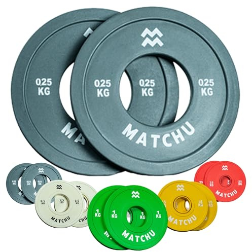 MATCHU - Fractional Plates - Mini Hantelscheiben - 0,25/0,5/1/1,5/2,5 KG - Satz mit 2 Stück - Stahl mit Gummiaußenschicht - Durchmesser 50mm