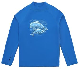 HDTIYUYP Utslagsväst barn långärmad – pojkar flickor UV solprodukter utslagsskydd simma T-shirts UPF surfing topp Repreve® Återvinn strand vatten topp med tumhål, Kunglig, 11-12 Years