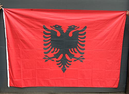 Albanien Flagge Albanische Flagge 3x2 METER Premium-Qualität dicker gewebter ALPAKA Stoff (kein Nylon) wetterbeständig/doppelt umsäumter Rand Flamuri shqiptar madh