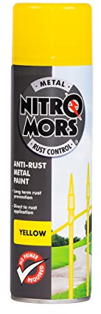 Nitromors Smooth Metal Spray Paint Yellow 500 ml - UV & Rust Resistant Paint for Metal Furniture, Gates & Railings, No Primer Needed