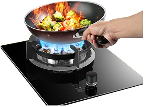 Fornello a gas, piano cottura in vetro temperato da 7KW Bruciatore da 16,9 pollici, installazione da tavolo e da incasso adatto for fornelli a gas da cucina e da campeggio, pentola non inclusa (Size