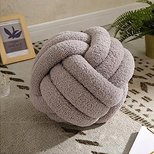 Yokawe Knoten-Kissen, Kugelform, 22,9 cm, dekoratives rundes Wurfkissen, handgewebtes Samtkissen, Zimmerdekoration für Schlafzimmer, Wohnzimmer, hellgrau, 22,9 cm