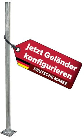 siwitec Universalpfosten zum Aufschrauben| 30 x 30 mm eckig | witterungsbeständiger Geländerpfosten mit 102 cm Länge | Stahl feuerverzinkt