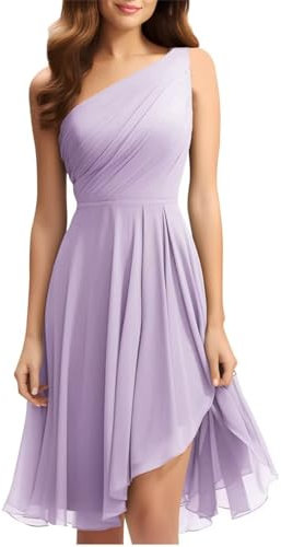 HPPEE Vestidos de regreso a casa sin mangas una línea fruncida vestidos de dama de honor de boda para junior WYX408, Lila, 48