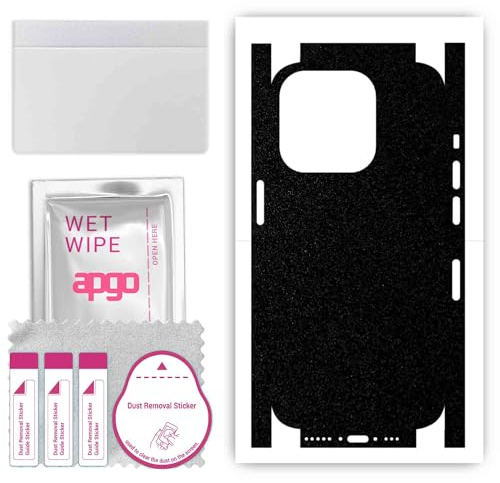 apgo Rückseite + Seiten Schutzfolie, Skin, kompatibel mit Apple iPhone 15 Pro Max, Hinten Displayschutzfolie aus Vinylfolie, Kratzfest, einfache Montage - Mattschwarz