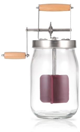 susiodeu Batidor de mantequilla con manivela manual que ahorra espacio, adición conveniente a los batidores de mantequilla con manivela manual de vidrio para cocina, mantequilla para mantequilla