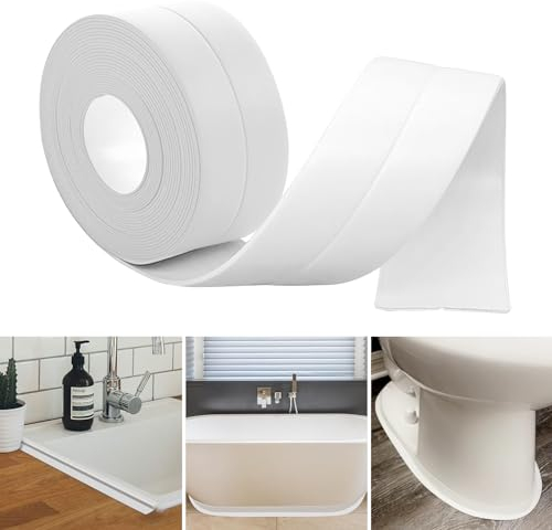 Rodapie PVC, Rodapies Autoadhesivo, 35mm X 10m Rodapie Adhesivo, Zocalos Autoadhesivos Pared, Embellecedor Encimera Cocina, Cinta de Sellado Para BañO Y Cocina, Cinta de Sellado Impermeable (Blanco)