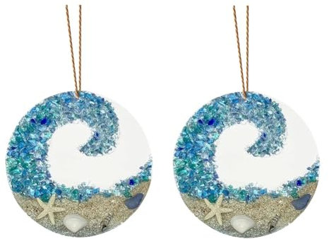 Kliplinc Sea Glass Suncatcher Pendant, Broken Crystal, Ocean Beach Hanging Ornament, Romantic Couple, Transparent Craft Pendant, 8 x 8 cm
