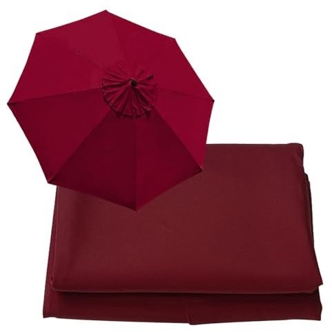 WOGTITYI Sonnenschirm Ersatzbezug Bespannung Mit 200cm 270cm 300cm 6 Streben/8 Streben, Gartenschirm Ersatzabdeckung, Für Hof, Garten, Strand, Pool(Stärke:Wine red,Size:3.0m-8Streben)