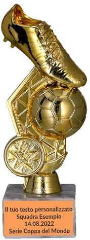 Larius Fußball Pokal Ehrenpreis Trophäe - ST3 (mit Wunschtext, Gold)