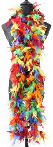 Whakano Bunte Feder-Boa 90g,Boa für Kostüm-Accessoire,Länge ca.2m,Kostüm und Bastelzubehör,Feder Schal für Hochzeit Karneval Halloween Cosplay Weihnachten,Bühnenshows,Kostüm Party,Mottoparty