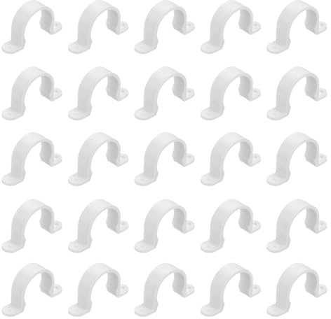 QUARKZMAN 50 Stück PVC Rohrschellen, 32mm (1-1/4) Kunststoff Rohrschelle 2 Löcher PVC Rohrhalterung für PVC Rohr und Kabel, Weiß