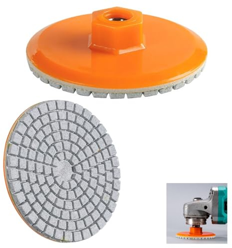 TorSor Paquete de 2 almohadillas de pulido de diamante de 3 pulgadas, disco abrasivo con base de respaldo M10 integrada para mármol, hormigón, piedra, granito, amoladora angular, pulidora en seco y