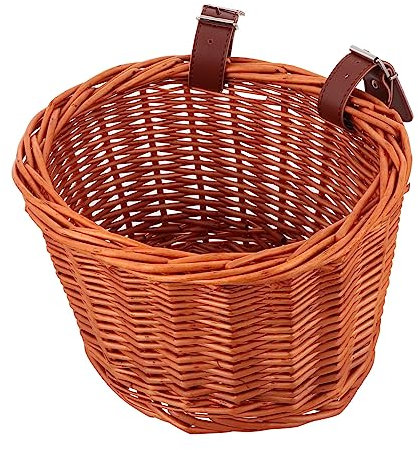 WOONEKY Handgewebter Rattan Fahrradkorb Vorne Universeller Korb Mit Abnehmbarem Design Langlebiges Seegras Großer Stauraum Für Fahrradzubehör