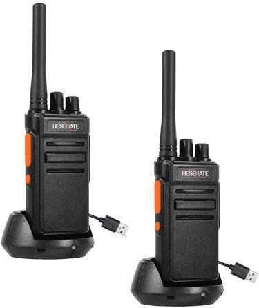 HESENATE HT66 Funkgerät, Lizenzfreies PMR446 Walkie Talkies, Große Reichweite Funkgeräte Set, Handfunkgerät Woki Toki, 16 Kanäle Walky Talky, Scan VOX mit USB C Ladestation (Schwarz 2er Set)