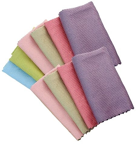 FRCOLOR 10pcs Multi-functional Fish Scale Rag Dish Towels Absorbent Kitchen for Drying Dishes Cleaning Random Color