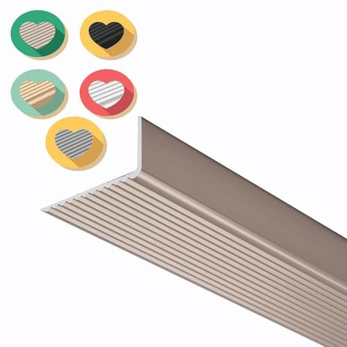 ZYXQQJ Treppenkantenprofil Aluminium Treppenkantenschutz 90cm Übergangsleiste Für Treppenstufen Antirutsch-Profil Für Fliesen, Holz, Marmor, Beton(Purple Gold,W70mmxH30mm)