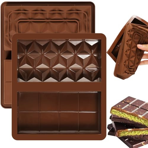RZCOMP Chocolate Moulds Dubai,Thick Chocolate Moulds Silicone Deep Chocolate Bar Moulds Big Chocolate Molds for DIY Baking Candy Silicone Ice Cube Maker 2PCS