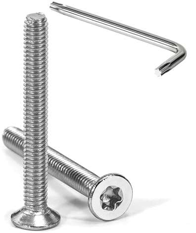 Tunejoy Tornillos de Cabeza Avellanada Torx M4 x 35 mm Tornillo Avellanado Mecánico de Acero Inoxidable A2 V2A con T20 llave Rosca Completa 20 Piezas