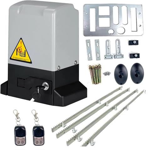 Apricancello automatico scorrevole, 800/2000KG Apricancello Elettrico Scorrevole Motore AC Cancello Porta Automatica Operatori Heavy Duty Garage Apriporta Kit W/Accessori Kit sistema di sicurezza per