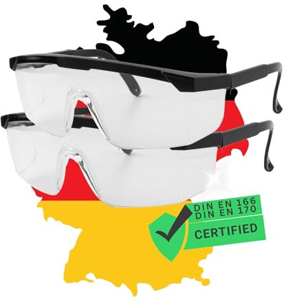 TronicXL 2x Profi Bügel Schutzbrille faltbar DIN EN 166 DIN EN 170 UV-Schutz beschlagfrei Bügelbrille Sicherheitsbrille Antibeschlag Beschichtung Arbeitsbrille