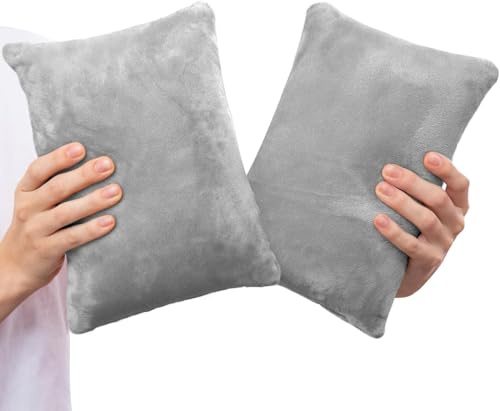 TaiBest 2 Pack Small Pillow, Memory Foam Mini 11 X 7 Inches for Travel, Sleeping, Nap and Neck, Knee, Lumbar Support, Tiny Pillow Cushion for Pet, Dogs(Grey)