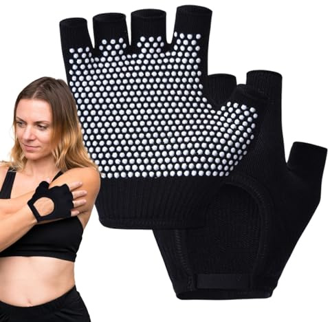 Guantes de yoga de medio dedo, guantes de fitness de yoga - 1 par de guantes de yoga de medio dedo para mujeres - Deseante de diseño ergonómico de entusiastas de los deportes transpirables para la esp
