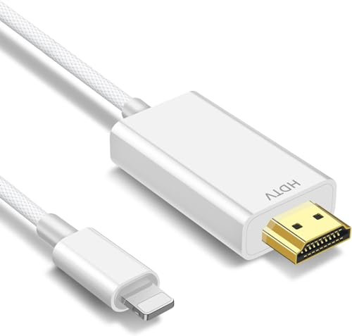 [MFi Certified] Lighting to HDMI Cable for iPhone to TV, 3.3FT iPhone to hdmi Adapter Compatible with iPhone/iPad, 1080P Digital AV Sync Screen Connector on HDTV/Monitor/Projector, Plug and Play