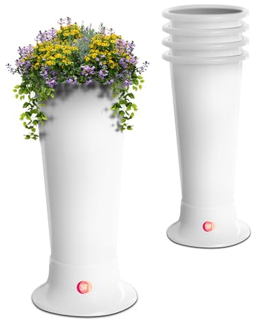 STL 4 Pcs 21W x 45.5H Long Shape Plastic Plant Pots Nursery Pots for Vegetables,Flowers,Herbs,Cuttings, Succulent,Flexible& Durable Pots for Transplanting Ideal for Home,Garden & Greenhouse