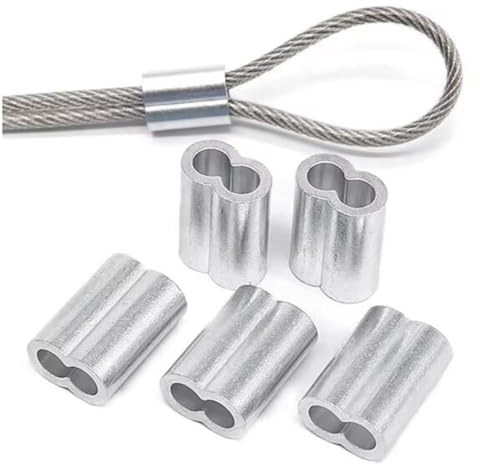 HonFitat 1-50Pcs Double Hole Cable Crimp Sleeve M1 to M12 Wire Ferrules 8-Shape Aluminum Cable Stopper Crimp Rope Hardware Accessories (2Pcs M8)