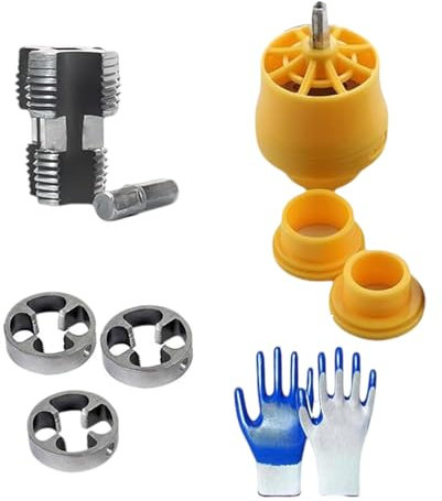 KEXIAO El kit de enhebrador de tubos de PVC incluye 3 tamaños de terraja de rosca, versátil juego de herramientas para fabricante de tubos de PVC, fácil de usar para taladro eléctrico