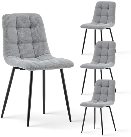 CLIPOP Esszimmerstühle 4er Set Chenille Dunkelgrau, Gepolsterter Sitz Wohnzimmerstuhl mit stabilen Metallbeinen, für Zuhause und Büro (Chenille Dunkelgrau, 4er Set)
