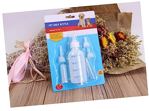 FONDOTIN 60ml Pet Nurser Bottle Kit Feeding Nipples Portable Nursing Bottles for Kittens Puppies Small Animals