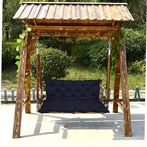 Waterproof Seat Cushion for 2 3 Seater Hollywood Swing Non Slip Tied Design 100 x 100 x 10 cm Navy Blue Ideal for Patio and Canopy Use