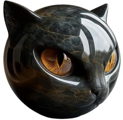 ZPSCXQ Black Cat Stone Sculpture, Elegant Home Decor & Gift-Ready Art Piece, Hand-Carved Black Cat Ornament for Cat Lovers, 7.6 X 7.6 Cm