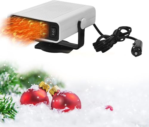 Uoxmiy 12V Car Heater Defroster for Winter Portable Car Heater 2-in-1 Fast Heating and Cooling Fan Suitable for Winter Driving Car Defrosting Fogging Windshield with 360° Rotatable Base