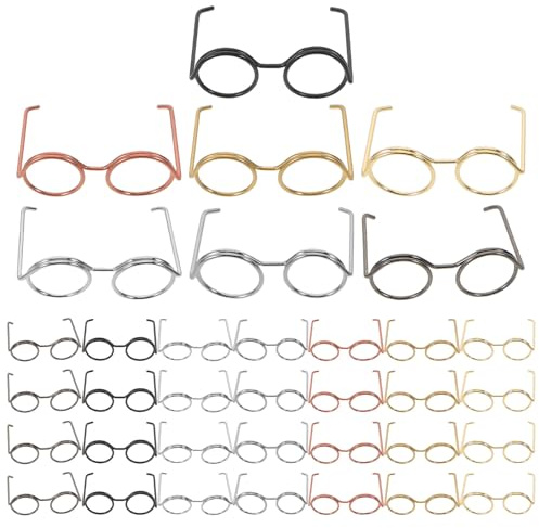 Toddmomy 70PCS Mini Eyeglasses for Dolls - Tiny Wire Rim Spectacles - Realistic Miniature Eyewear Props for DIY Doll Crafts Dress Up Dollhouse Accessories