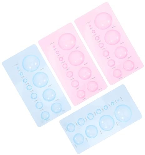GARVALON Lot de 4 Set de Moules à Quilling en ABS Sphères Creuses Bleu et Rose Outils de Bricolage Papier pour Modèles 3D Pot de Fleurs et Décoration Créative Ensemble D’Outils de