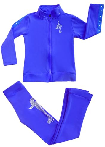 JoyCan Mädchen Eiskunstlauf Trainingsanzug, fleecegefüttert, elastische Jacke & Hose, warmes Eissport Outfit