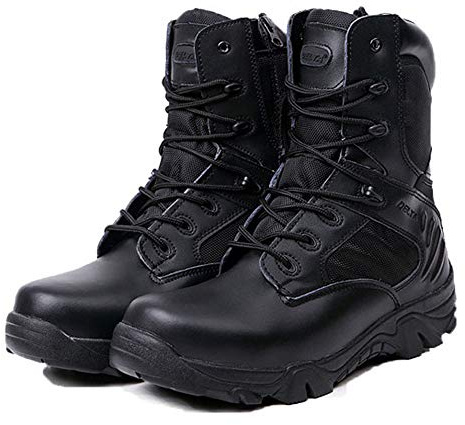 LiliChan Uomo Stivali Tattici Delta Zip Laterale Militare Lavoro 8 Pollici Esercito Scarpe (44, Nero)