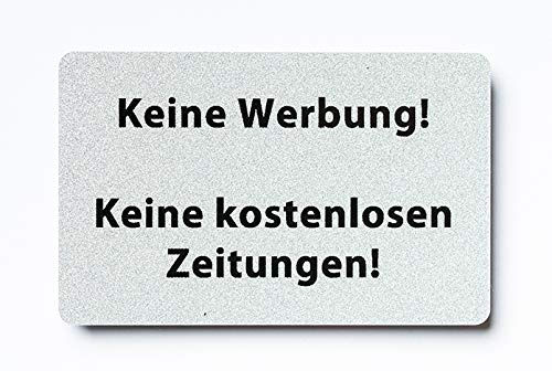 2x Keine Werbung keine kostenlosen Zeitungen magnetisch und selbstklebend Aufkleber Tür Schild Türschild Briefkasten Briefkastenschild Haus Praxis Büro Geschäft silber