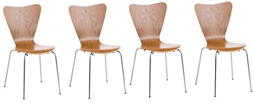 CLP Set 4X Sillas de Visita Calisto I Juego de 4X Silla de Comedor con Asiento de Madera I 4X Silla de Cocina con Base de Metal, Color:Roble